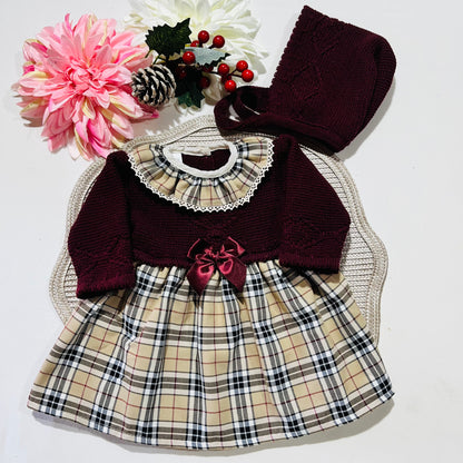 Vestido Mimi com touca para bebé - 1 aos 6M - Bordou