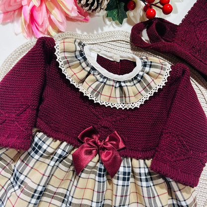 Vestido Mimi com touca para bebé - 1 aos 6M - Bordou