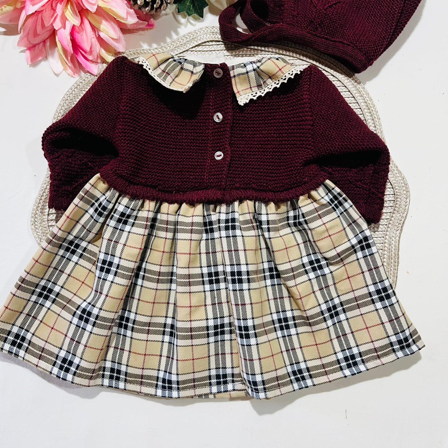 Vestido Mimi com touca para bebé - 1 aos 6M - Bordou