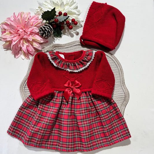 Vestido Mimi com touca para bebé - 1/3M - Vermelho