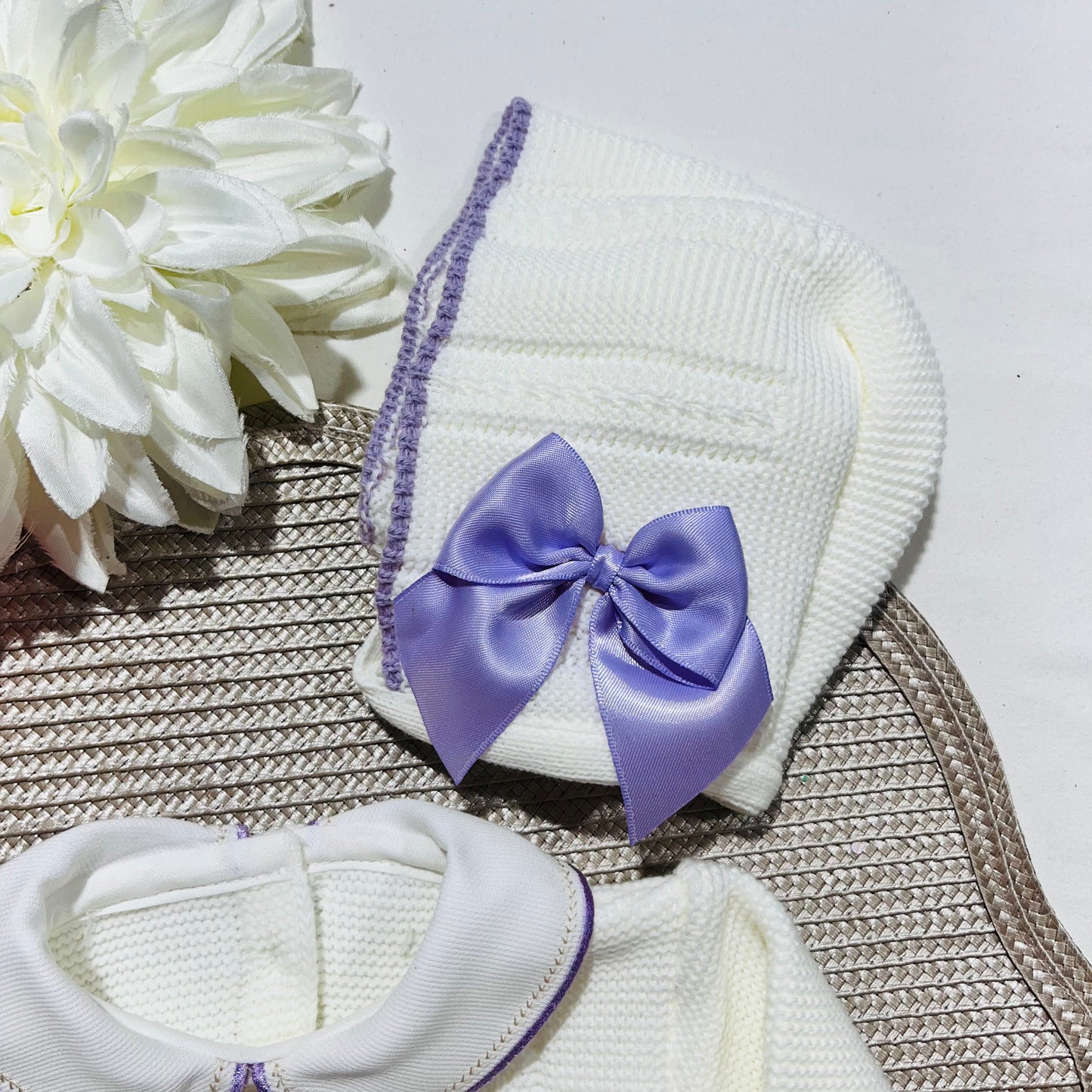 Conjunto Ternura para bebé - Camisola + calça + gorro - 0/3M