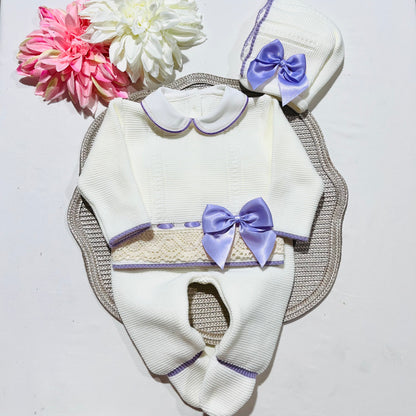 Conjunto Ternura para bebé - Camisola + calça + gorro - 0/3M