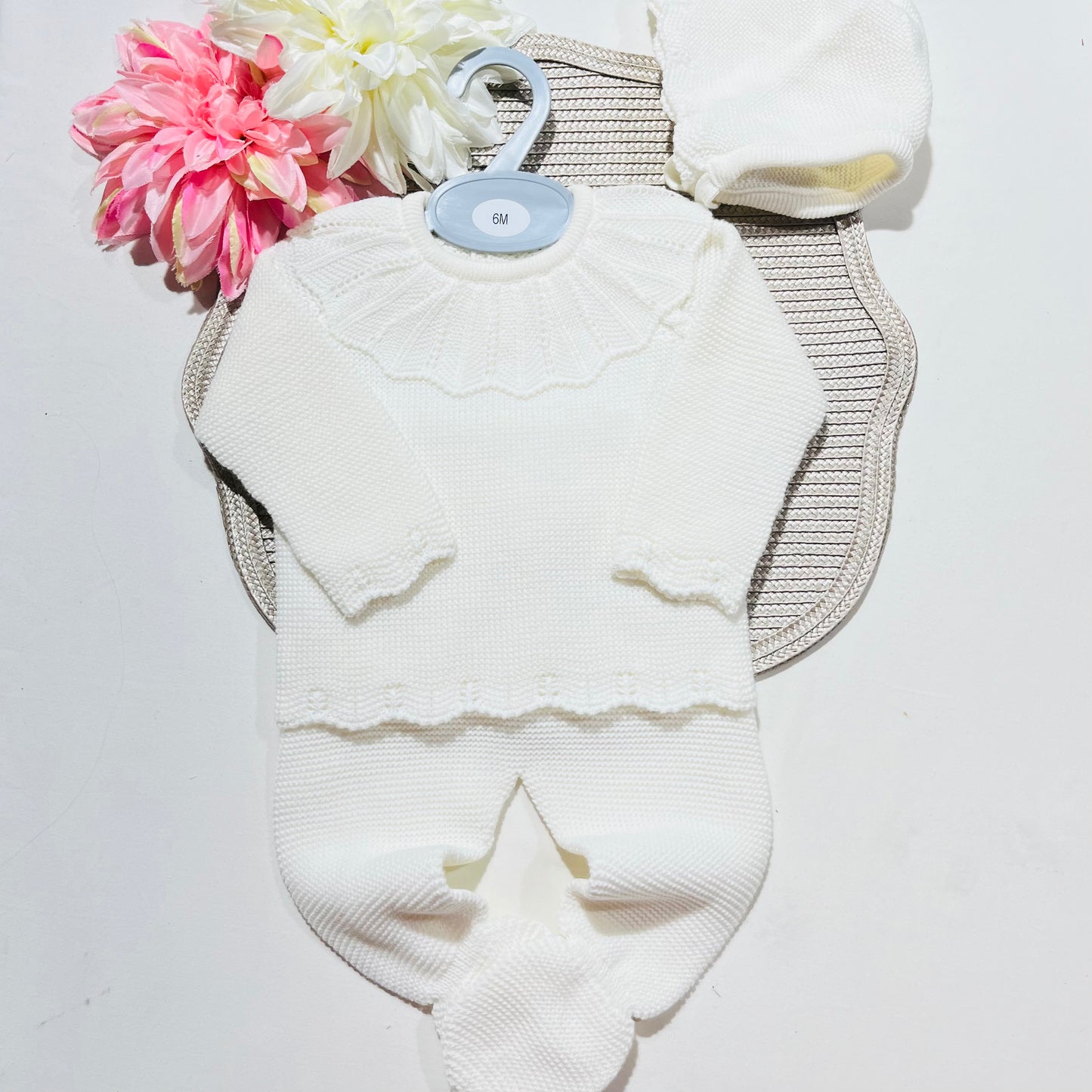 Conjunto de malha  para bebé - Pérola - 6 e  12M