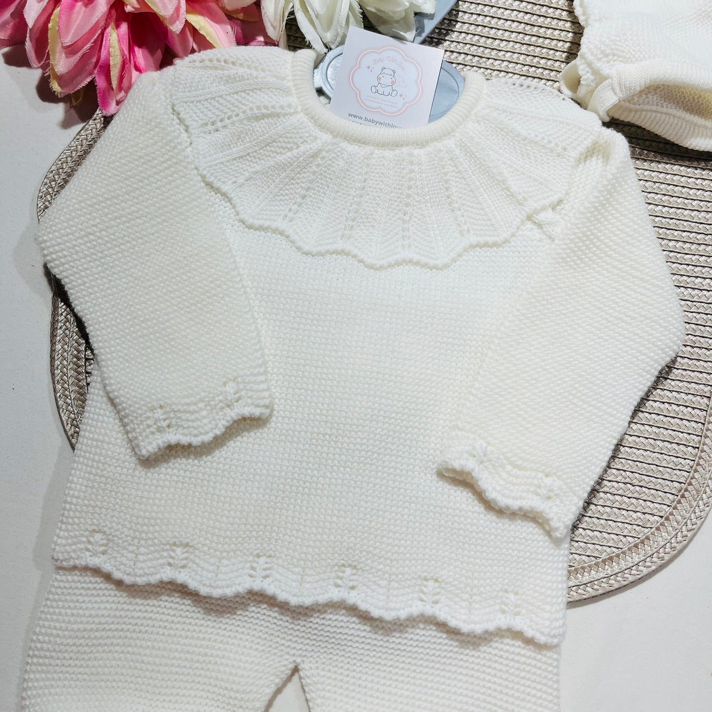 Conjunto de malha  para bebé - Pérola - 6 e  12M