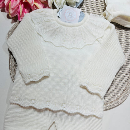 Conjunto de malha  para bebé - Pérola - 6 e  12M