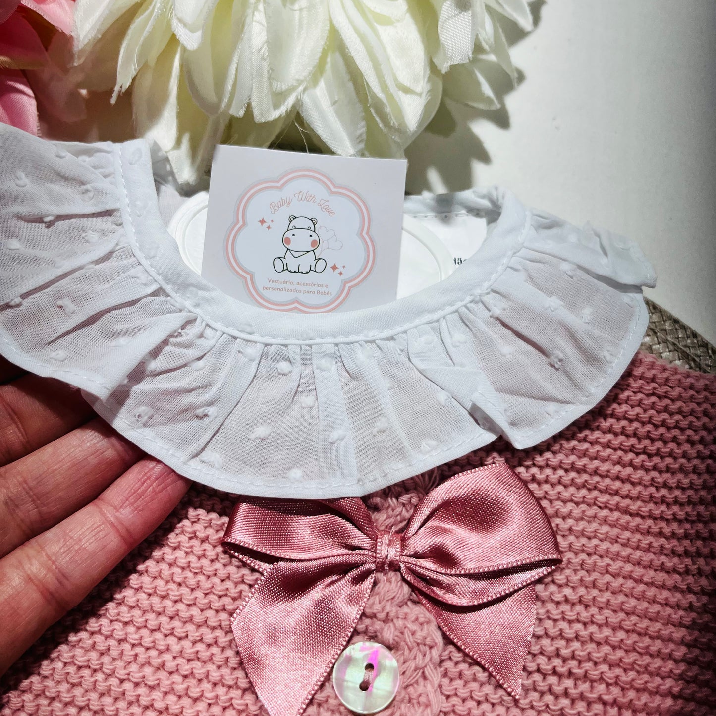 Conjunto Tricot com blusa Plumeti - Rosa Velho - 6 e 12M