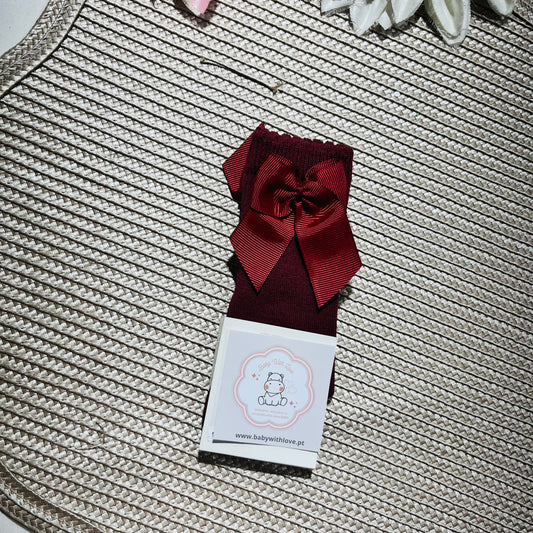 Meias até o joelho com laço para bebé - 6 aos 24M - Bordou