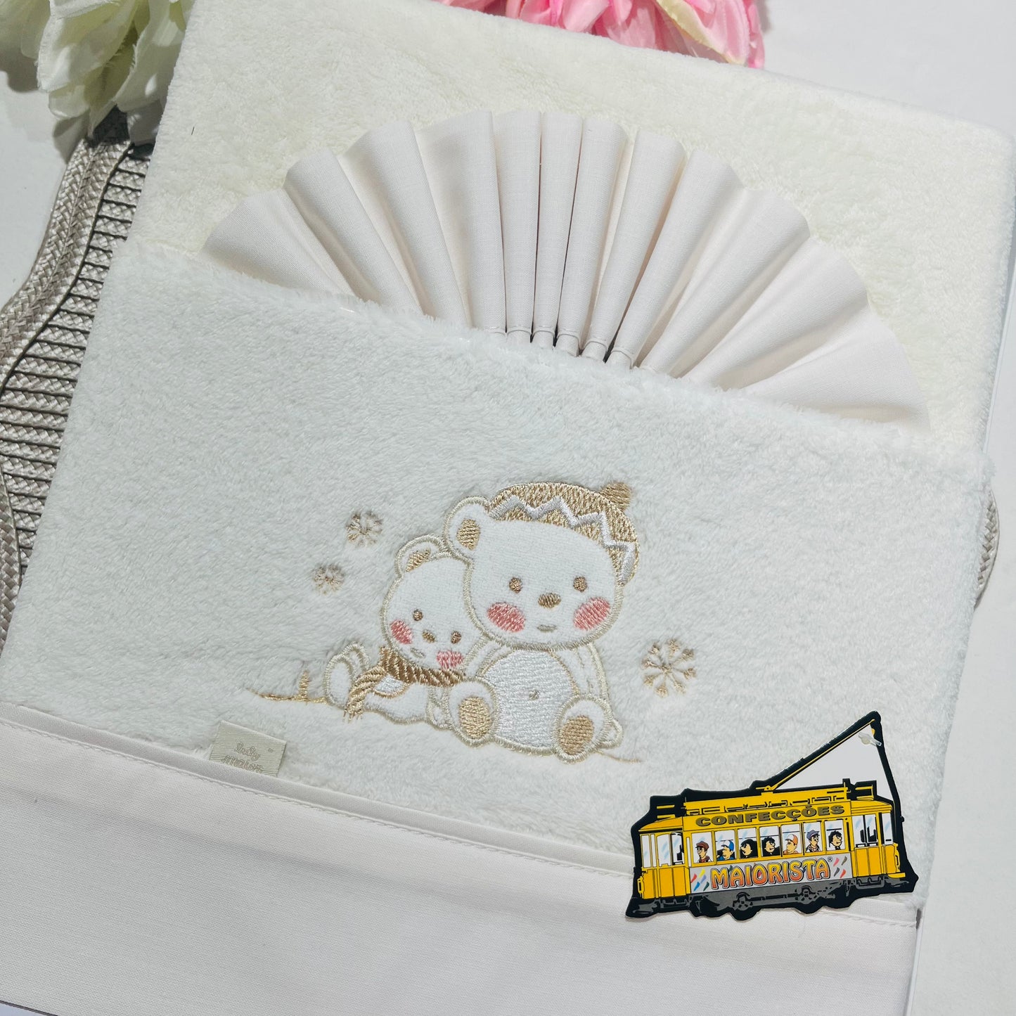 Jogo de lençóis em coralina para Next to me - Amigo Urso