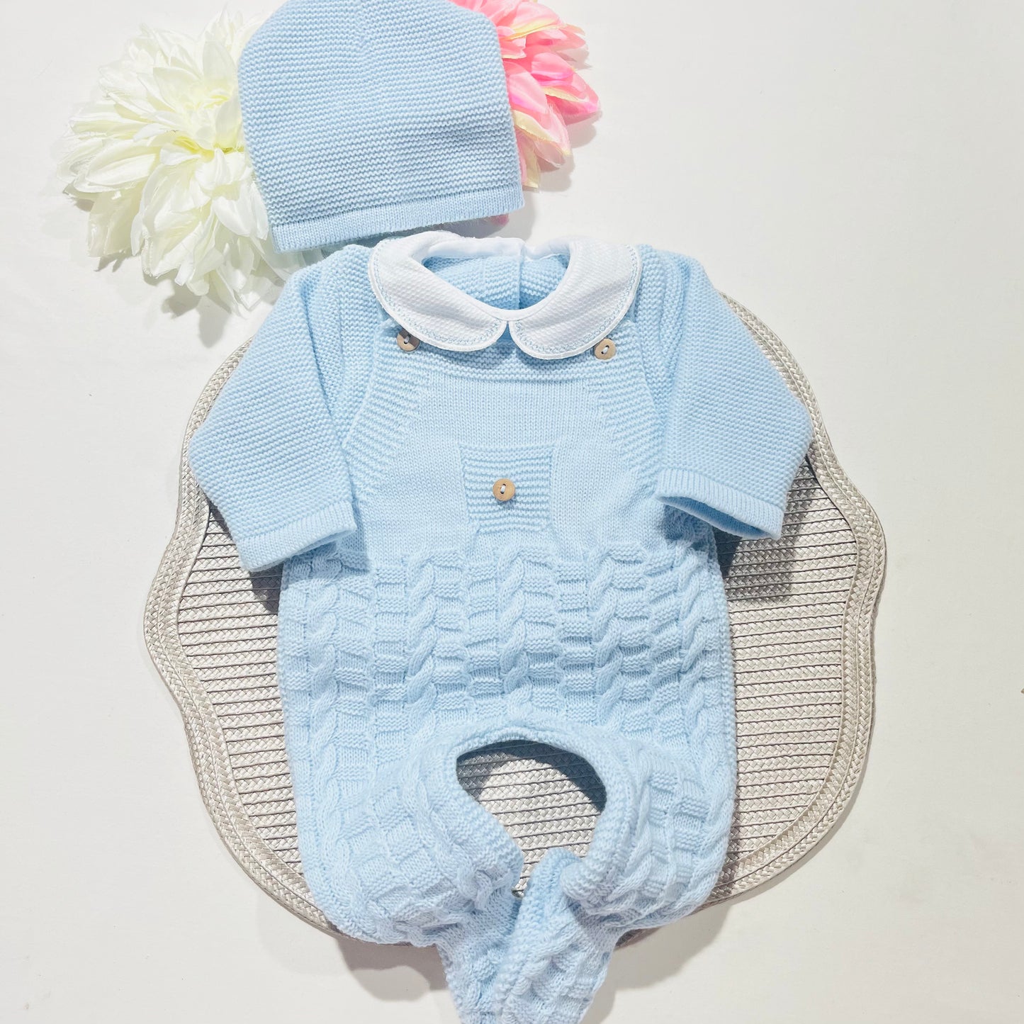 Conjunto " Trancinhas" para bebé - 0/3M - Azul bebé