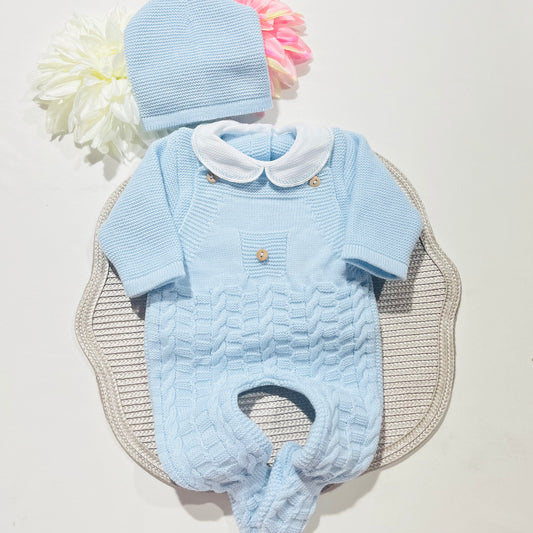 Conjunto " Trancinhas" para bebé - 0/3M - Azul bebé