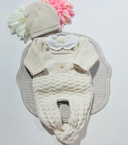 Conjunto " Trancinhas" para bebé - 0/3M - Areia