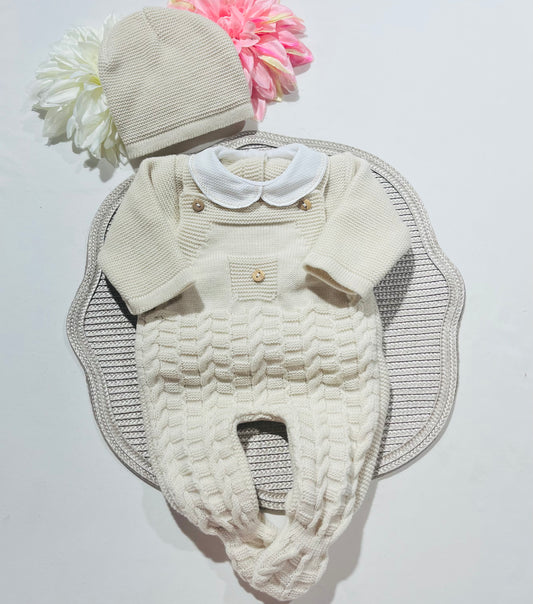 Conjunto " Trancinhas" para bebé - 0/3M - Areia