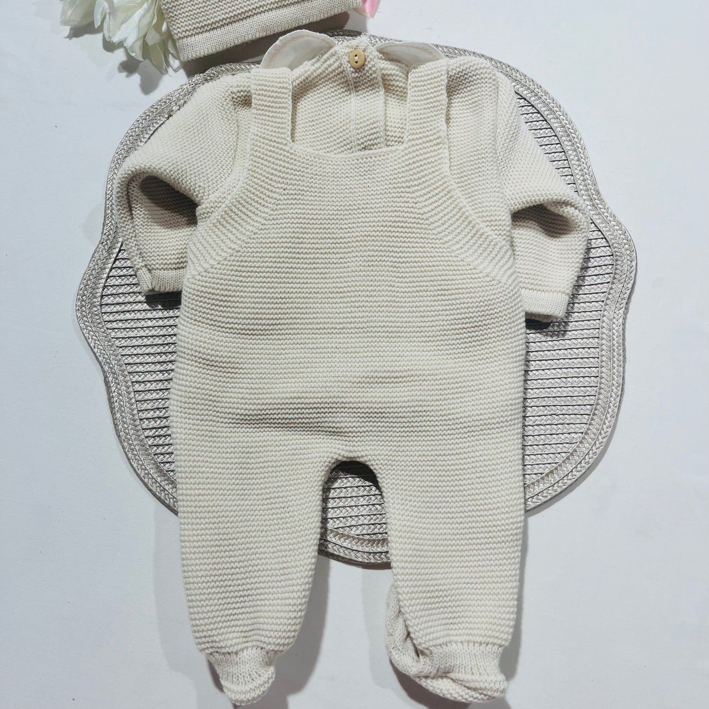 Conjunto " Trancinhas" para bebé - 0/3M - Areia