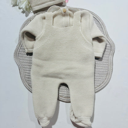 Conjunto " Trancinhas" para bebé - 0/3M - Areia