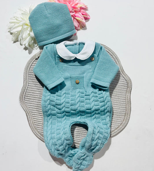 Conjunto " Trancinhas" para bebé - 0/3M - Verde água