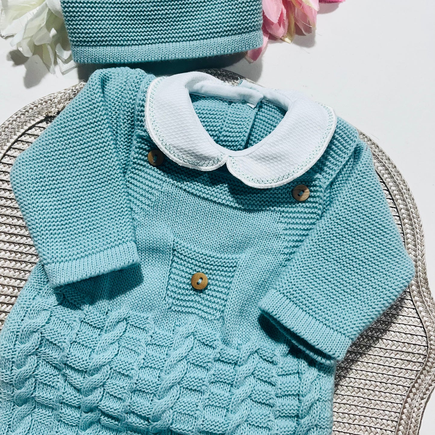 Conjunto " Trancinhas" para bebé - 0/3M - Verde água