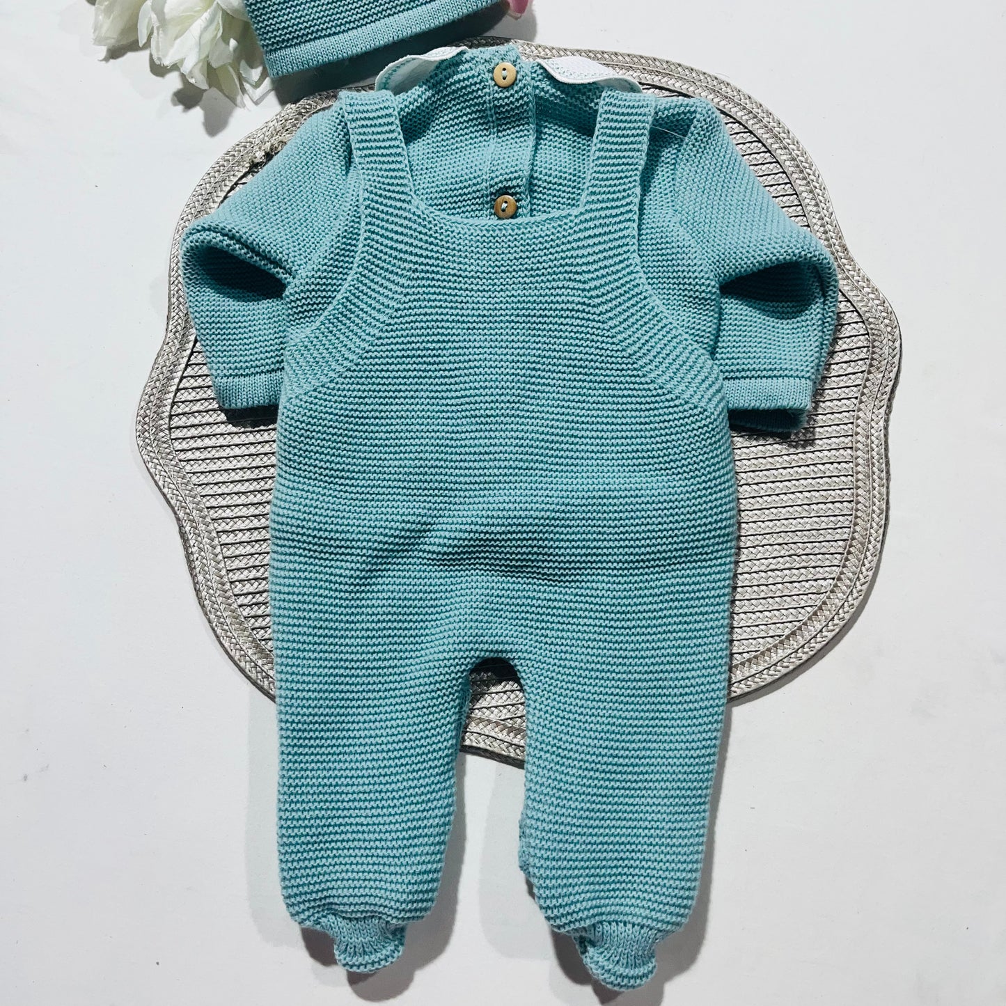 Conjunto " Trancinhas" para bebé - 0/3M - Verde água