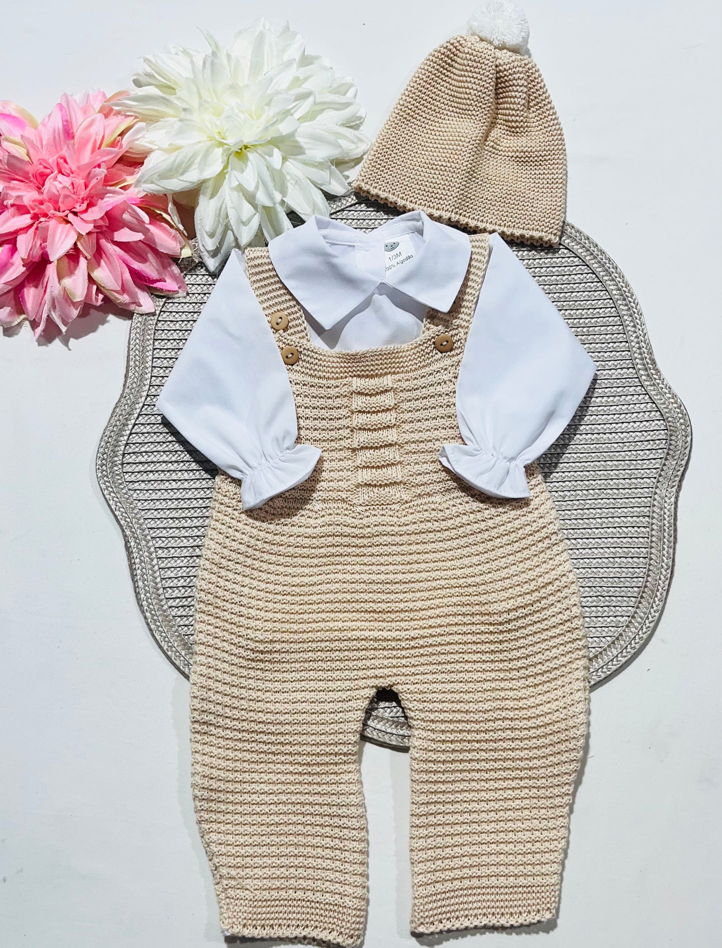 Conjunto de bebé - 3 peças - 1/3M - Areia