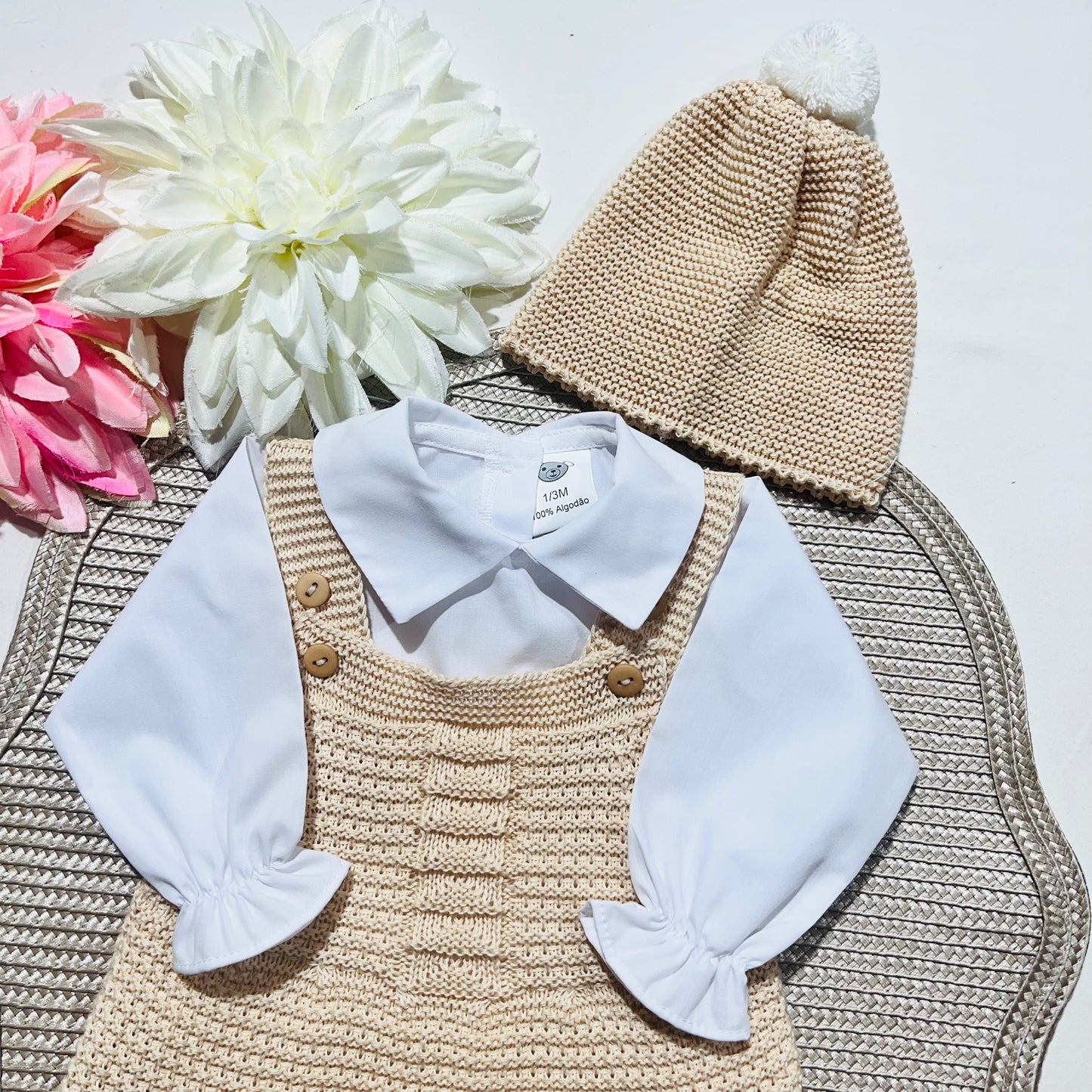 Conjunto de bebé - 3 peças - 1/3M - Areia