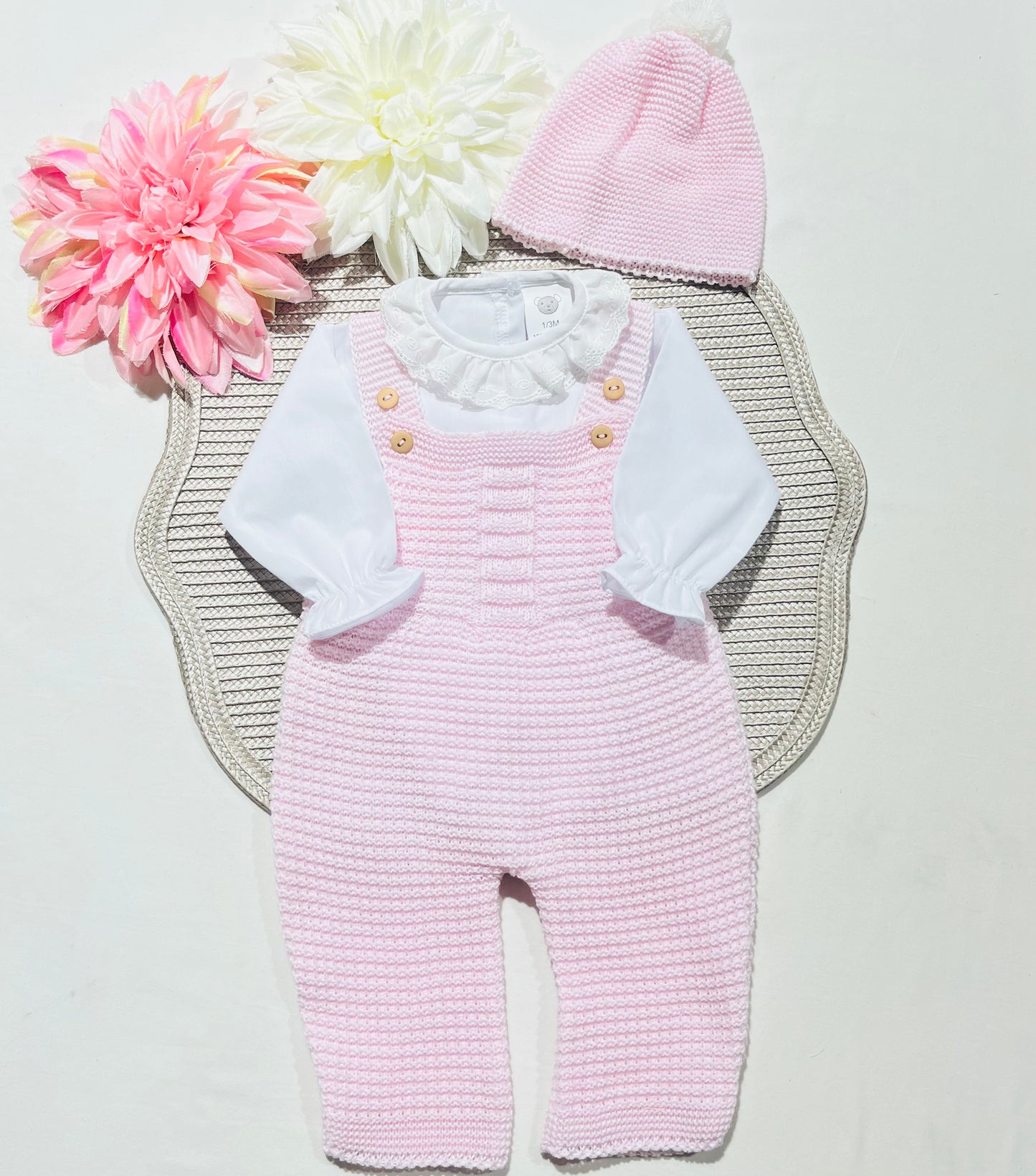 Conjunto de bebé - 3 peças - 1/3M - Rosa bebé
