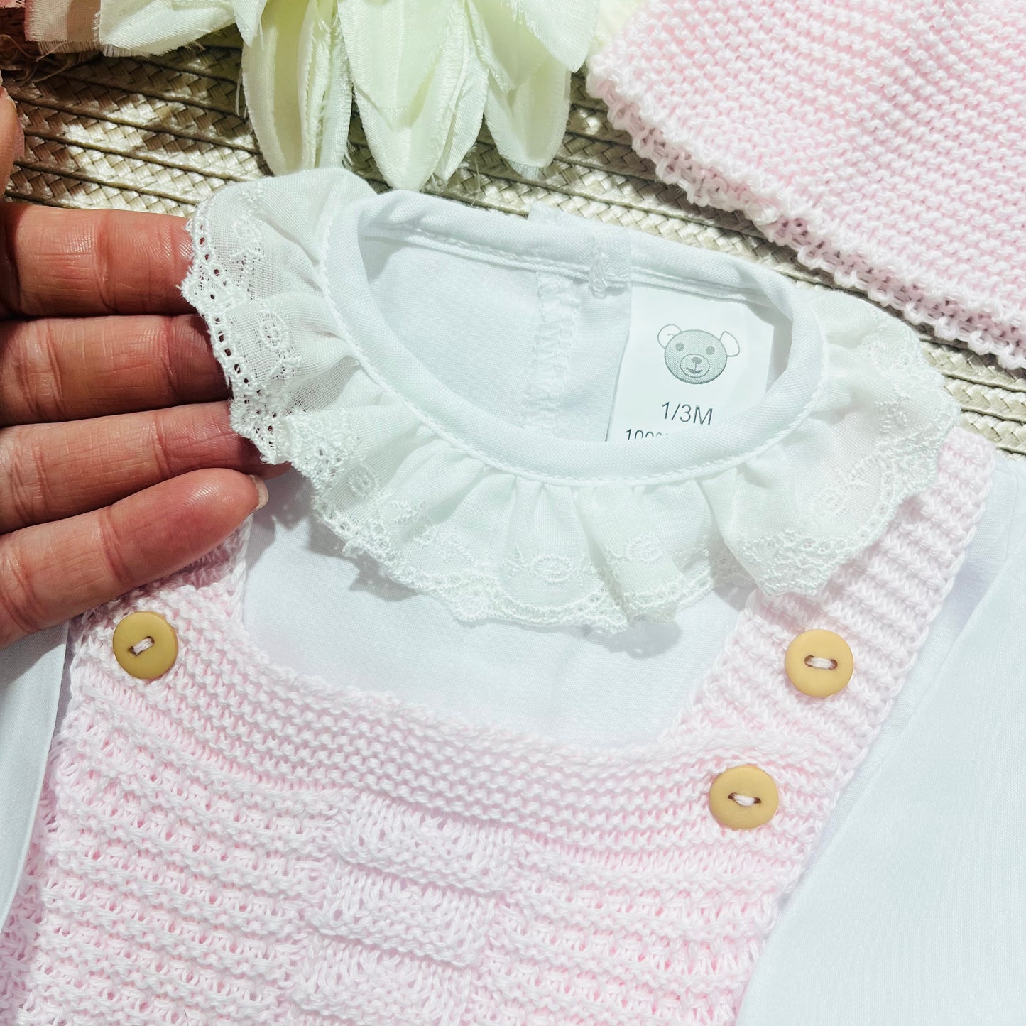 Conjunto de bebé - 3 peças - 1/3M - Rosa bebé