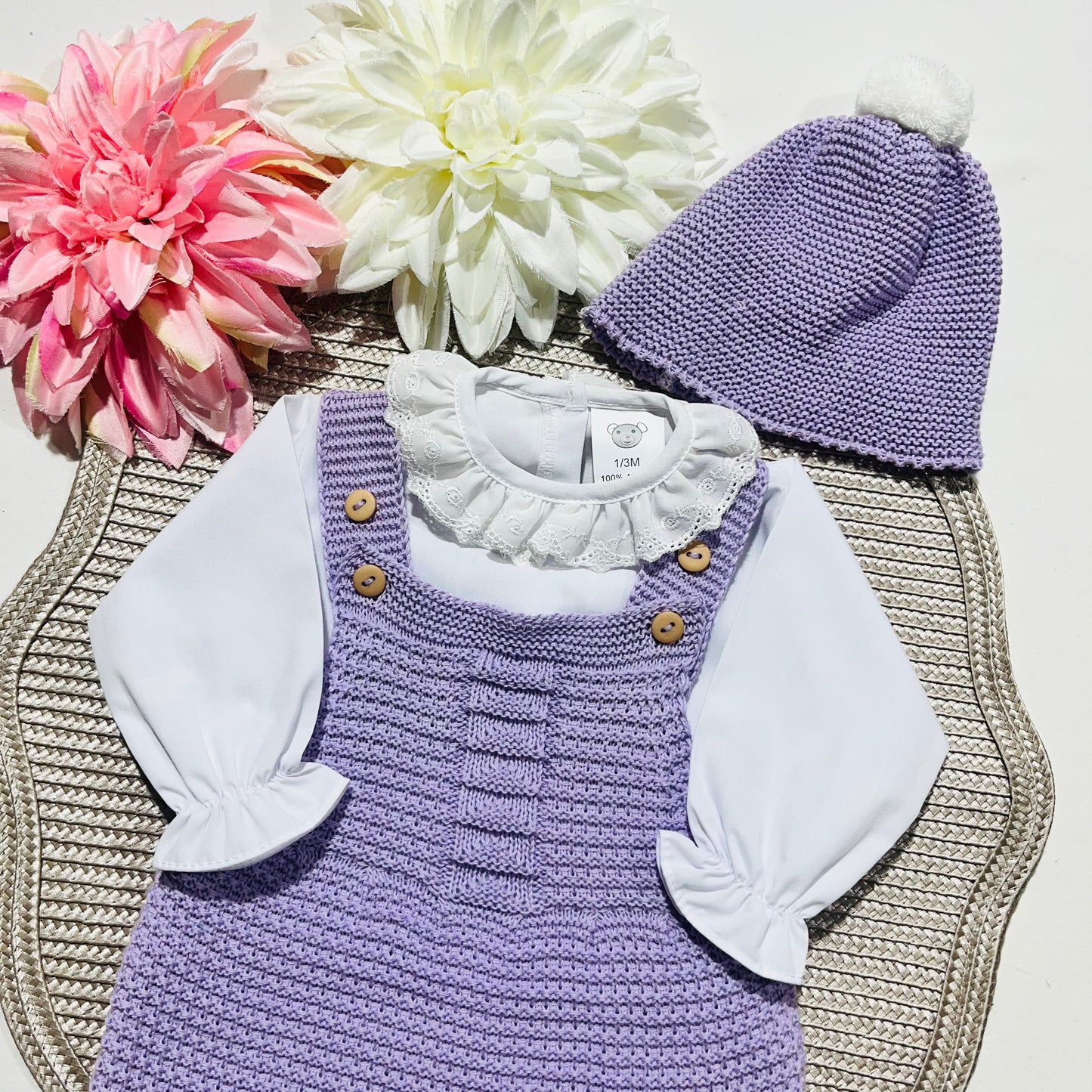 Conjunto de bebé - 3 peças - 1/3M - Lavanda