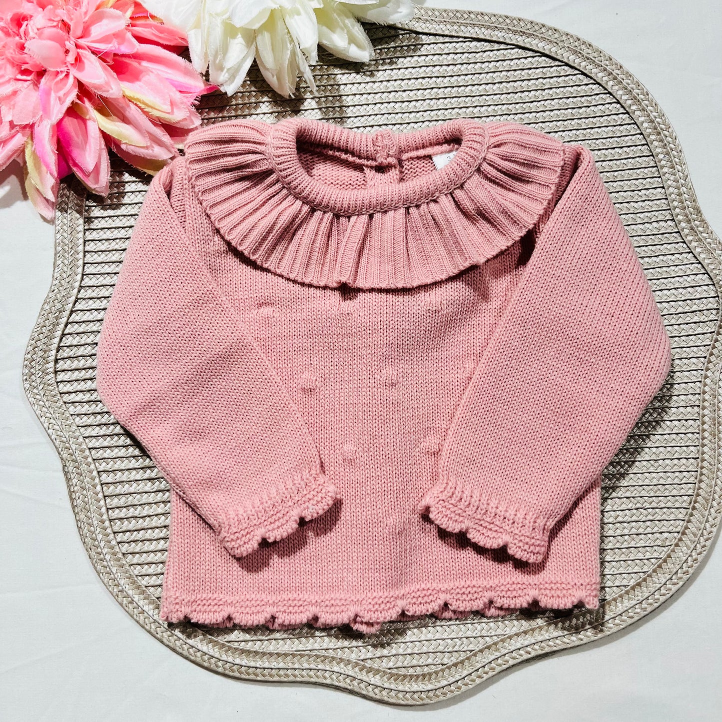 Conjunto em malha para bebé - Bia - 1/3M - Rosa velho
