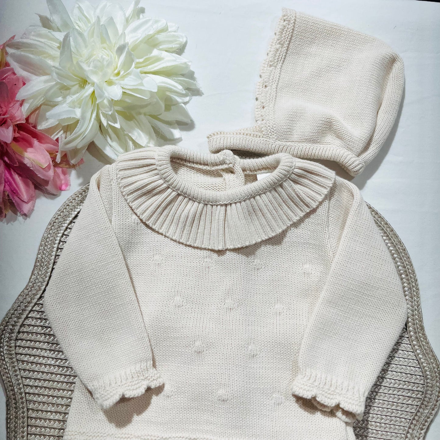Conjunto em malha para bebé - Bia - 1/3M - Areia