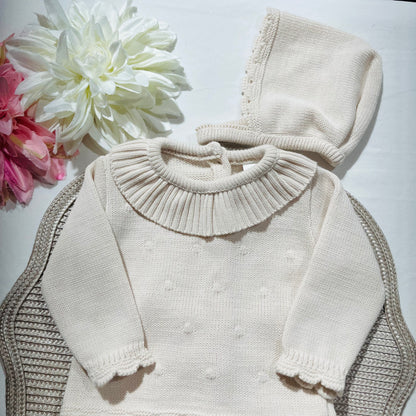 Conjunto em malha para bebé - Bia - 1/3M - Areia