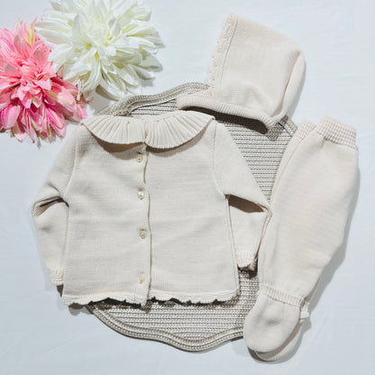 Conjunto em malha para bebé - Bia - 1/3M - Areia