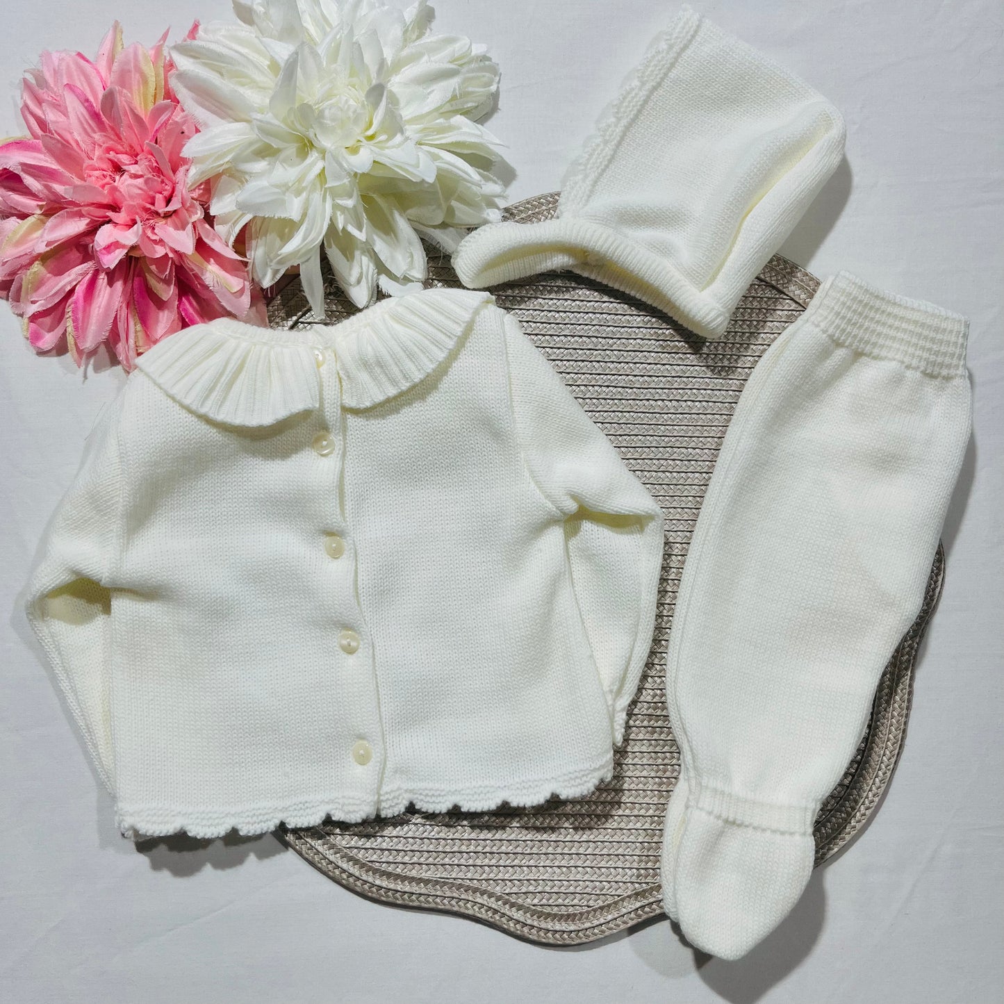 Conjunto em malha para bebé - Bia - 1/3M - Pérola