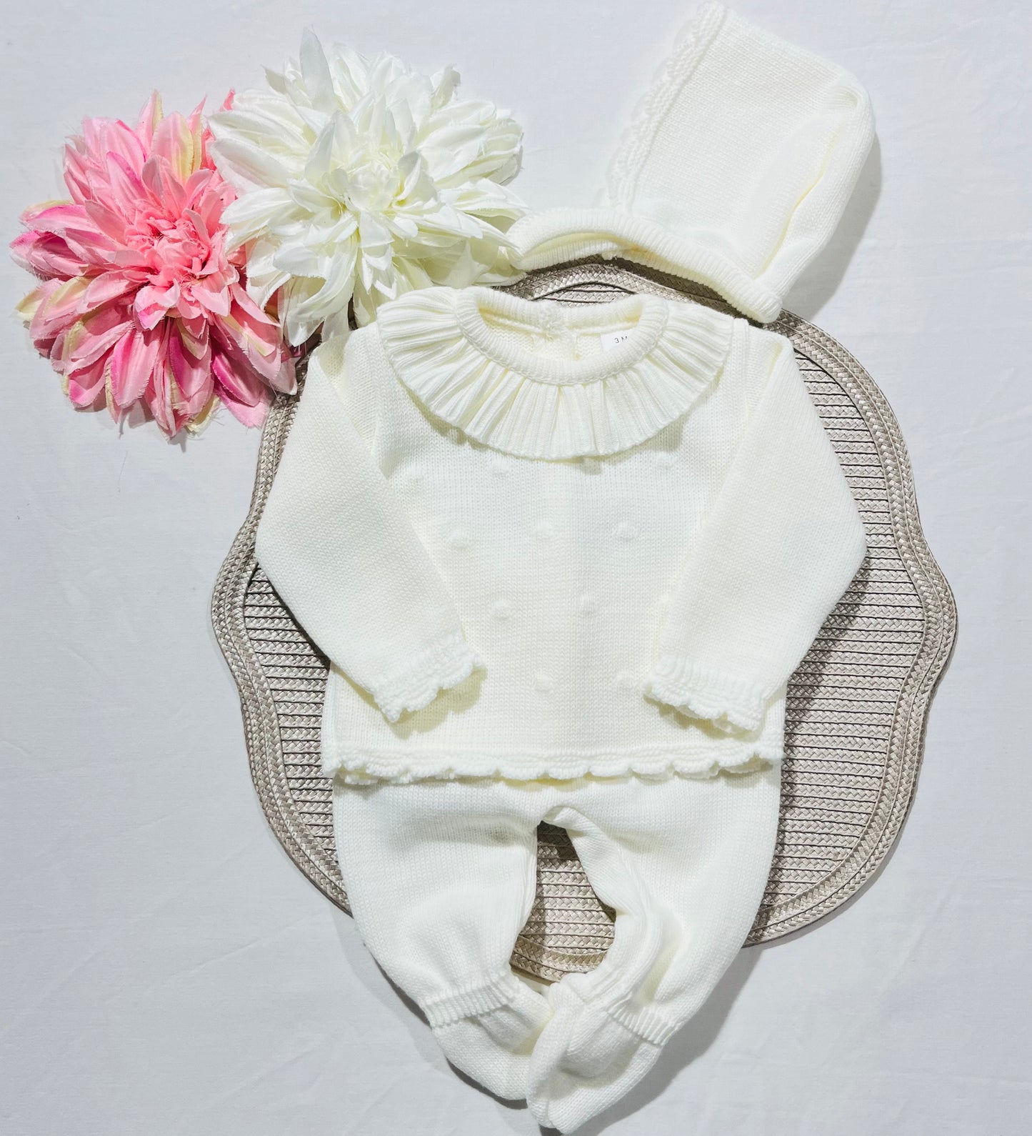 Conjunto em malha para bebé - Bia - 1/3M - Pérola