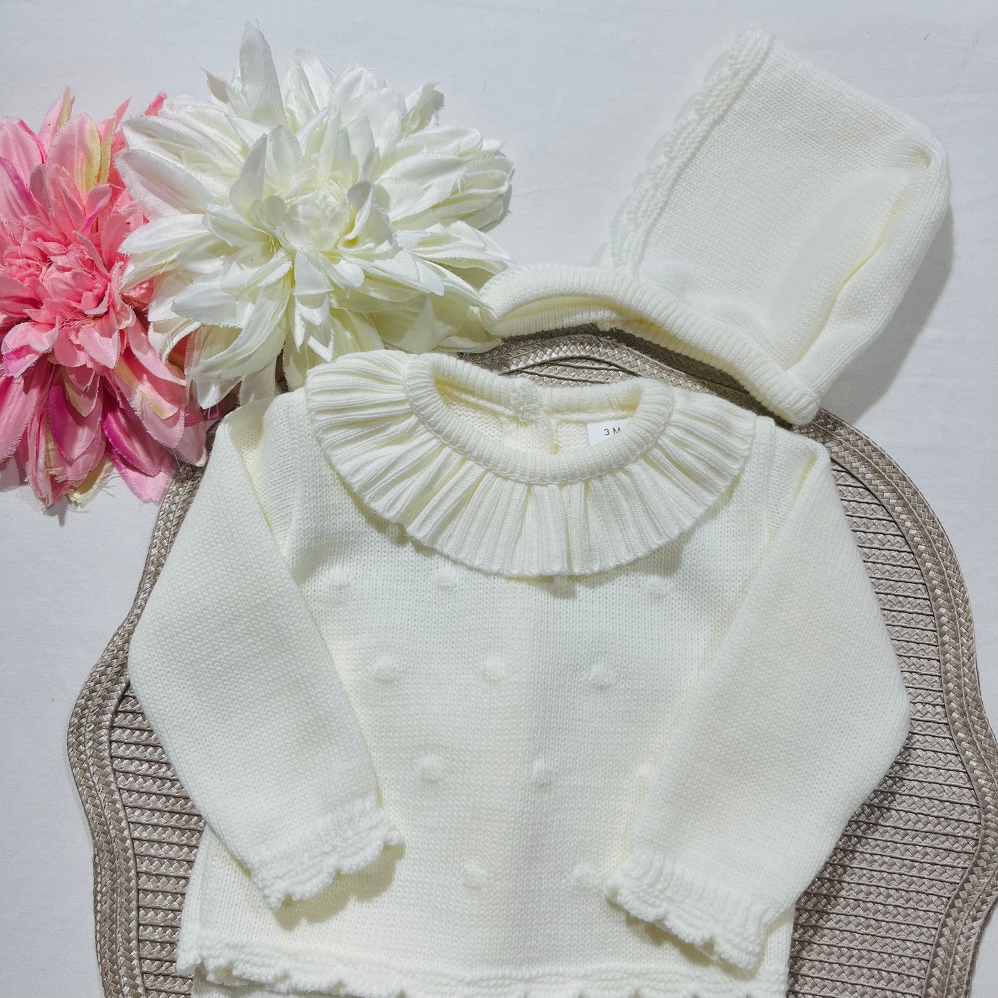 Conjunto em malha para bebé - Bia - 1/3M - Pérola