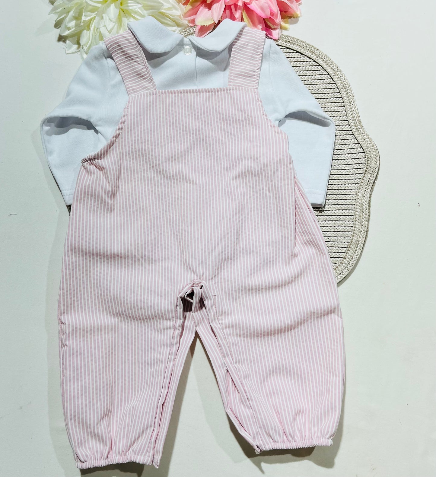 Conjunto Girafinha em algodão - 3 aos 12M - Rosa  bebé