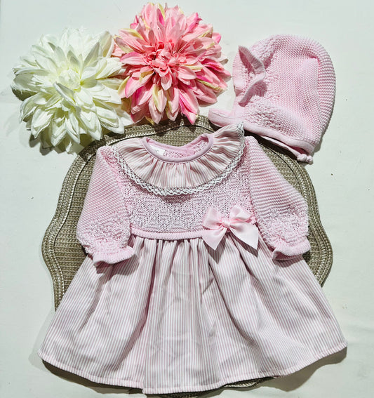 Vestido Mimi em algodão para bebé - 1 aos 6M - Rosa bebé