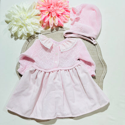 Vestido Mimi em algodão para bebé - 1 aos 6M - Rosa bebé
