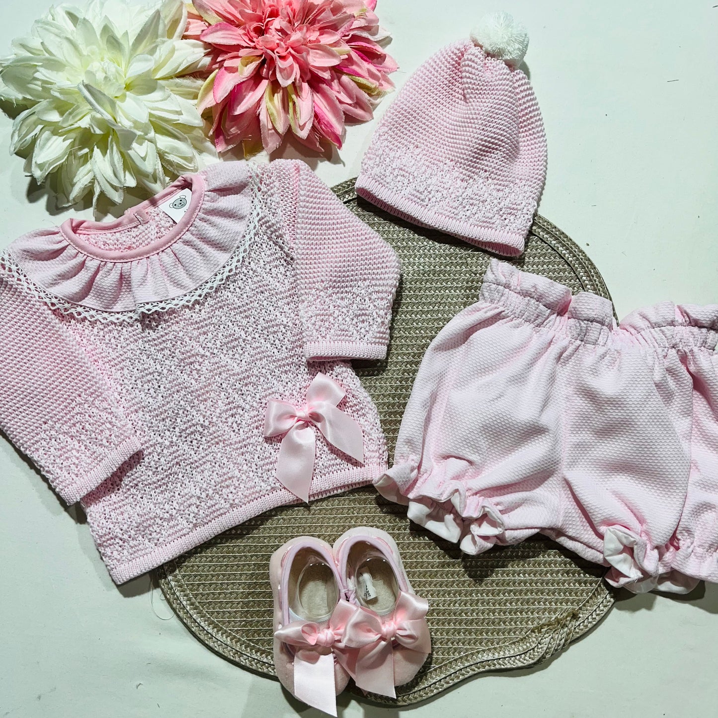 Conjunto Maria para bebé - 4 Peças - Rosa bebé