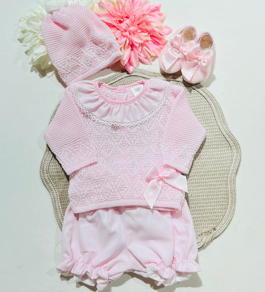 Conjunto Maria para bebé - 4 Peças - Rosa bebé