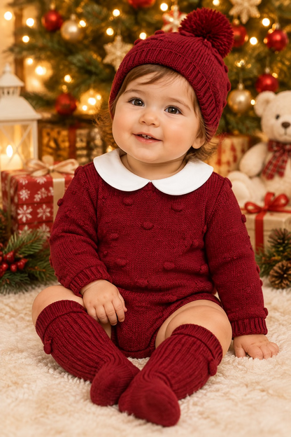 Conjunto em malha para bebé - Mimo - 1 aos 12M - Vermelho