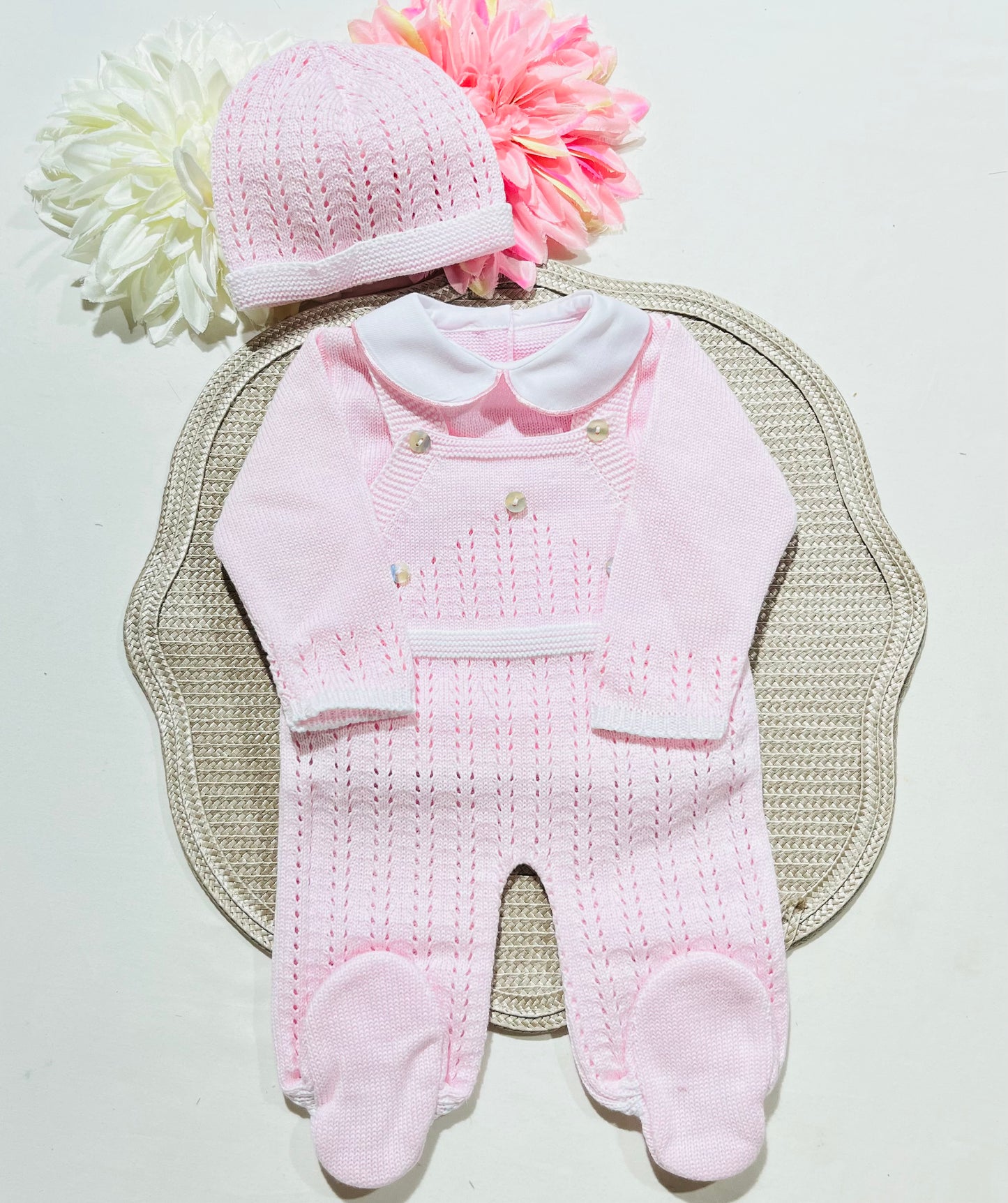 Conjunto de malha algodao Zizaque - Rosa bebé