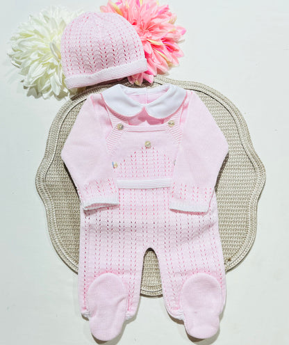 Conjunto de malha algodao Zizaque - Rosa bebé