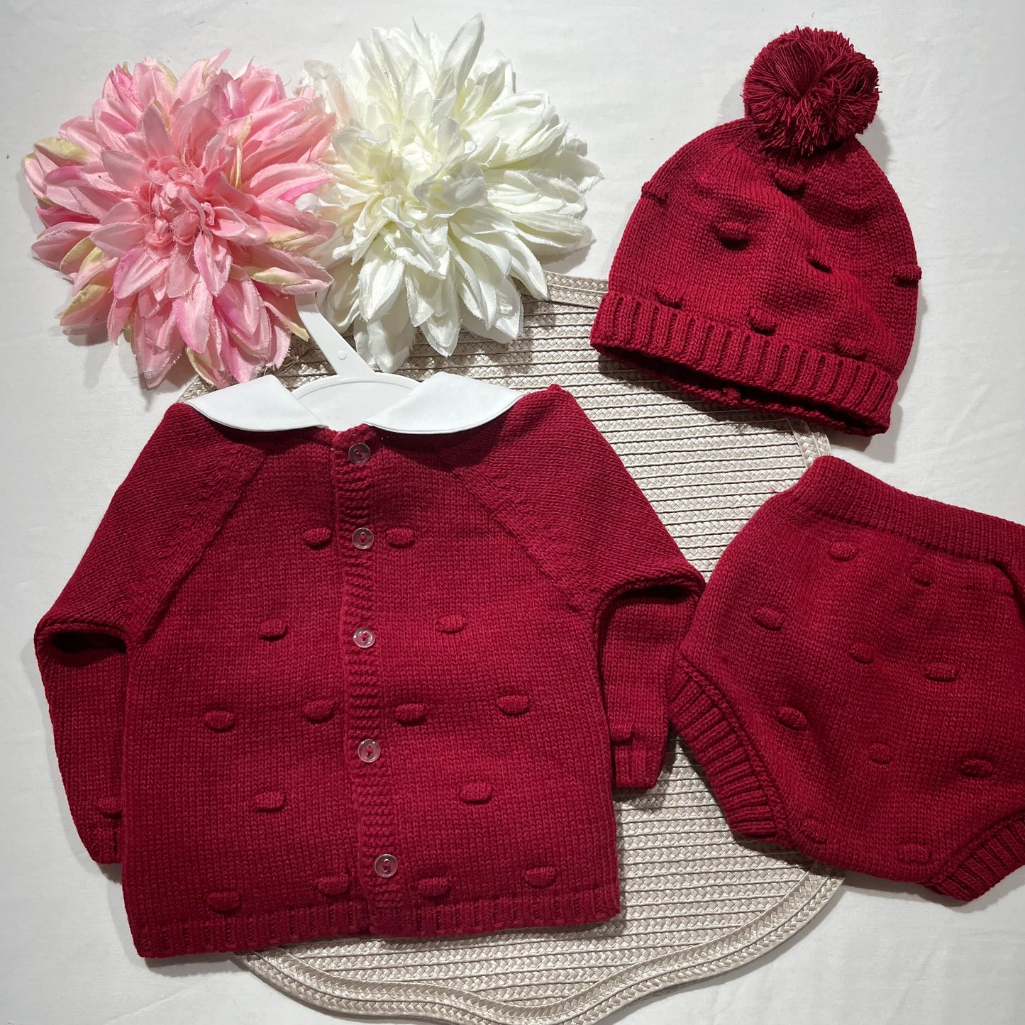 Conjunto em malha para bebé - Mimo - 1 aos 12M - Vermelho