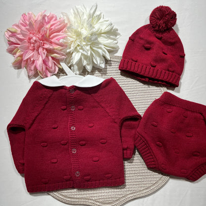 Conjunto em malha para bebé - Mimo - 1 aos 12M - Vermelho