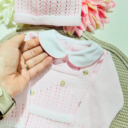 Conjunto de malha algodao Zizaque - Rosa bebé