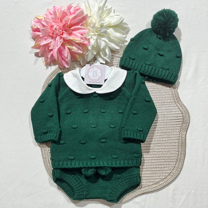 Conjunto em malha para bebé - Mimo - 1 aos 12M - Verde Pinheiro