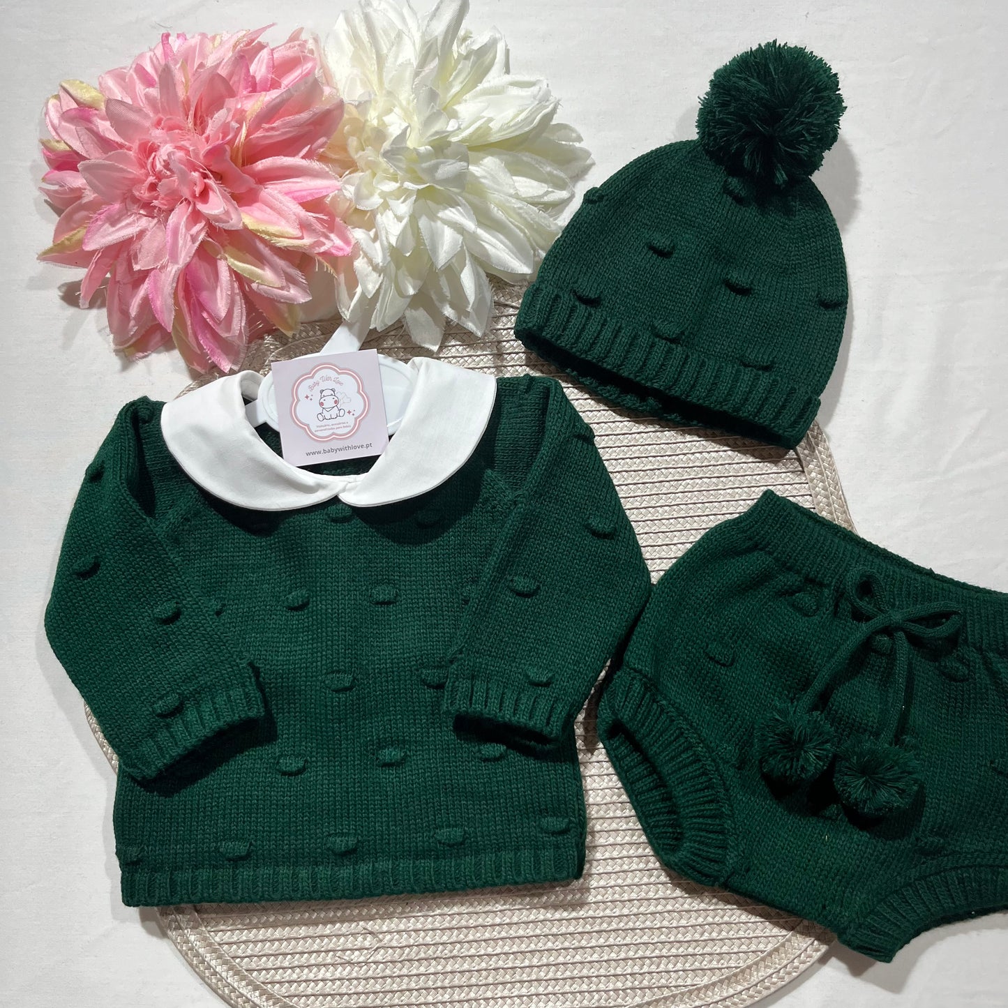 Conjunto em malha para bebé - Mimo - 1 aos 12M - Verde Pinheiro