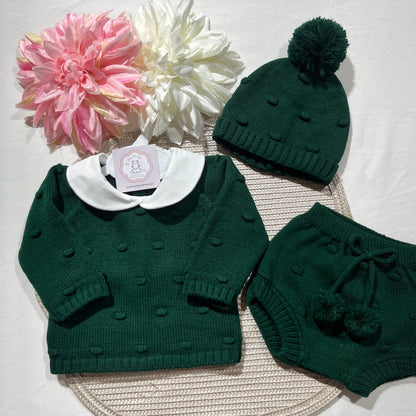 Conjunto em malha para bebé - Mimo - 1 aos 12M - Verde Pinheiro