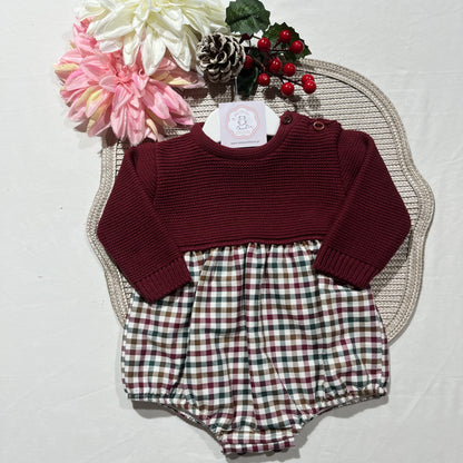 Fofo xadrez para bebé - 1 aos 6M - Vermelho