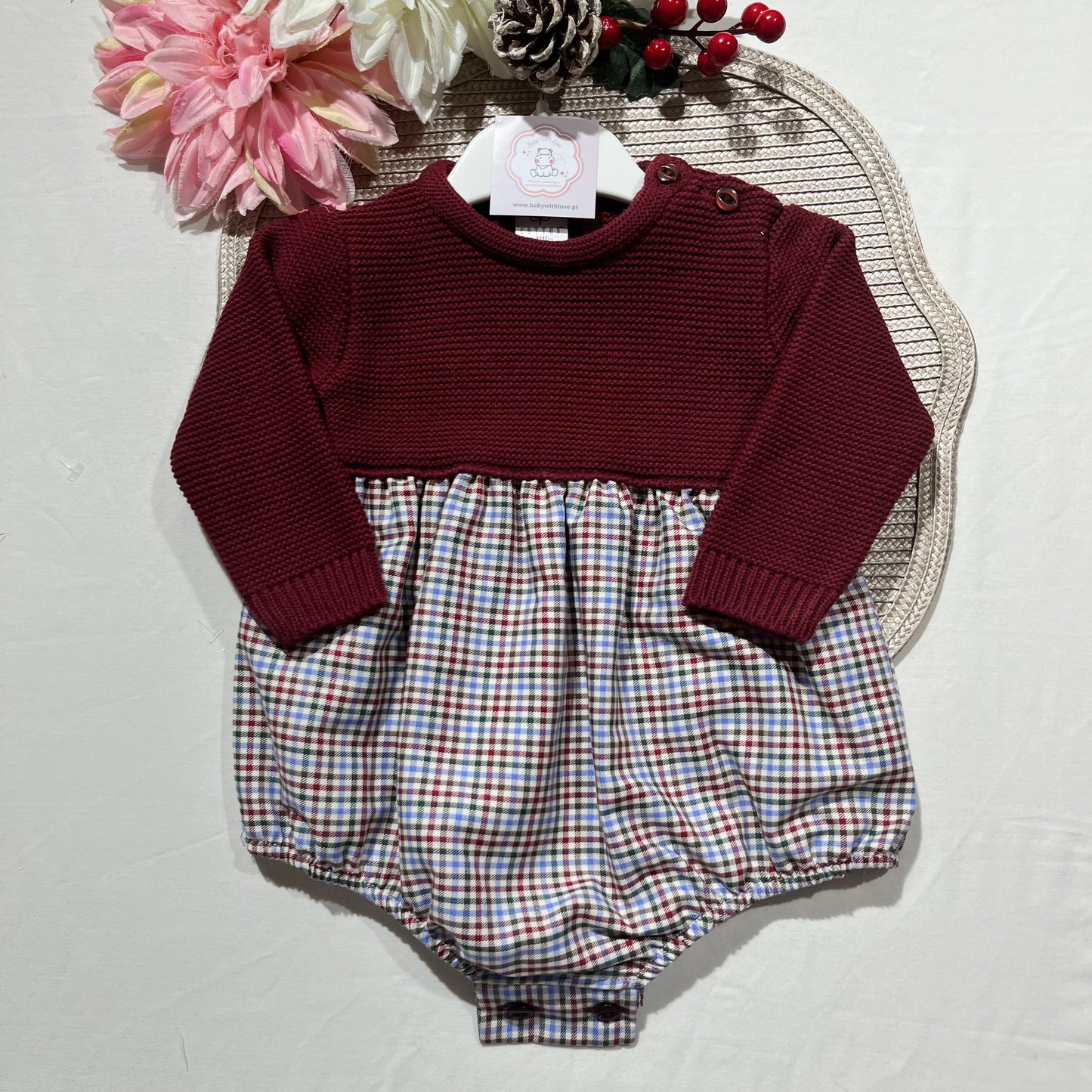 Fofo xadrez para bebé - 6/12 - Vermelho