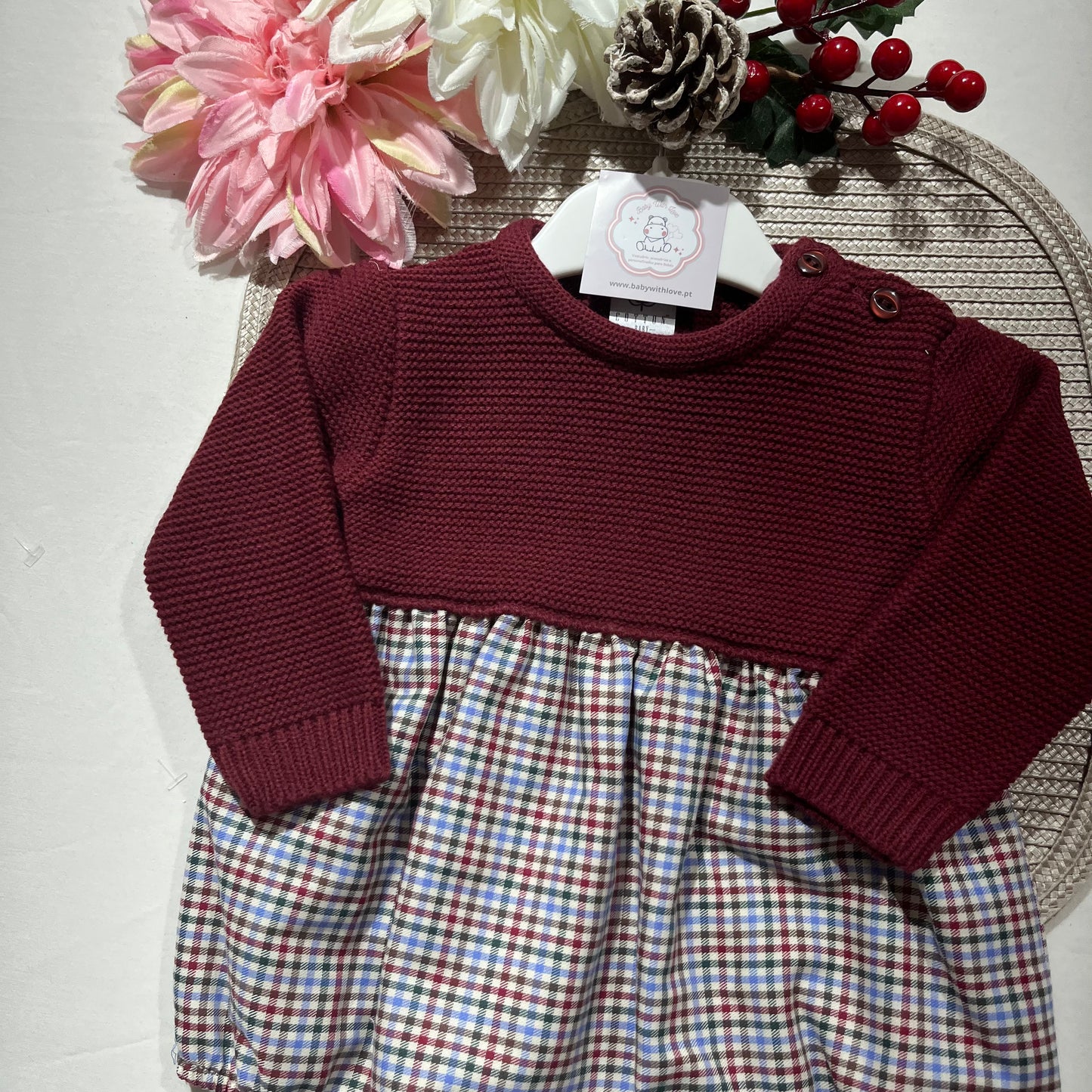 Fofo xadrez para bebé - 6/12 - Vermelho